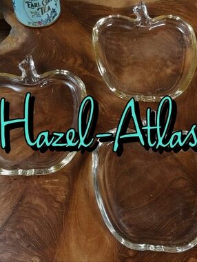 Vintage Hazel-Atlas Apple Coaster/Ashtray Set. 1950s Kitchen Decor